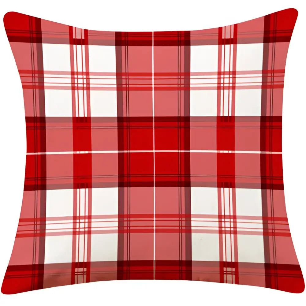 Decorbites christmas cotton red and white plaid throw pillow cover made of cotton linen for sofa decoration