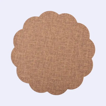 Brown scalloped-edged fabric placemat from decorbites christmas decor placemat set for elegant home dining experience