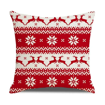 Decorbites christmas elk throw pillowcase with red letter design featuring reindeer and snowflake patterns 45x45cm