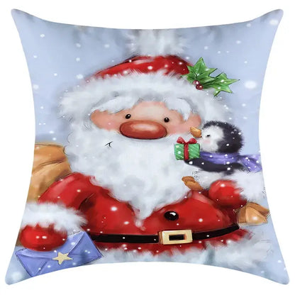 Cute red and white santa claus pillow with penguin gift decoration in soft fabric for decorbites christmas pillowcase collection