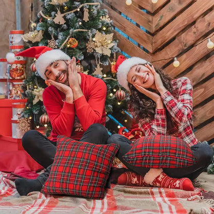 Red and black plaid pillow covers by decorbites christmas plaid feature cozy textured fabric for farmhouse holiday decor