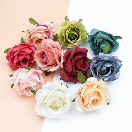 Decorbites™ christmas rose arch wall garden wreath featuring pastel and deep fabric roses with delicate green leaves
