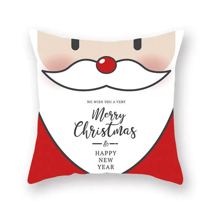 White decorbites christmas santa elk pillowcase with cartoon santa face red accents and merry christmas text for sofa decor