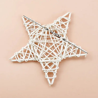 White woven wicker decorbites christmas star 14.5cm across ideal for christmas star wreath home decoration