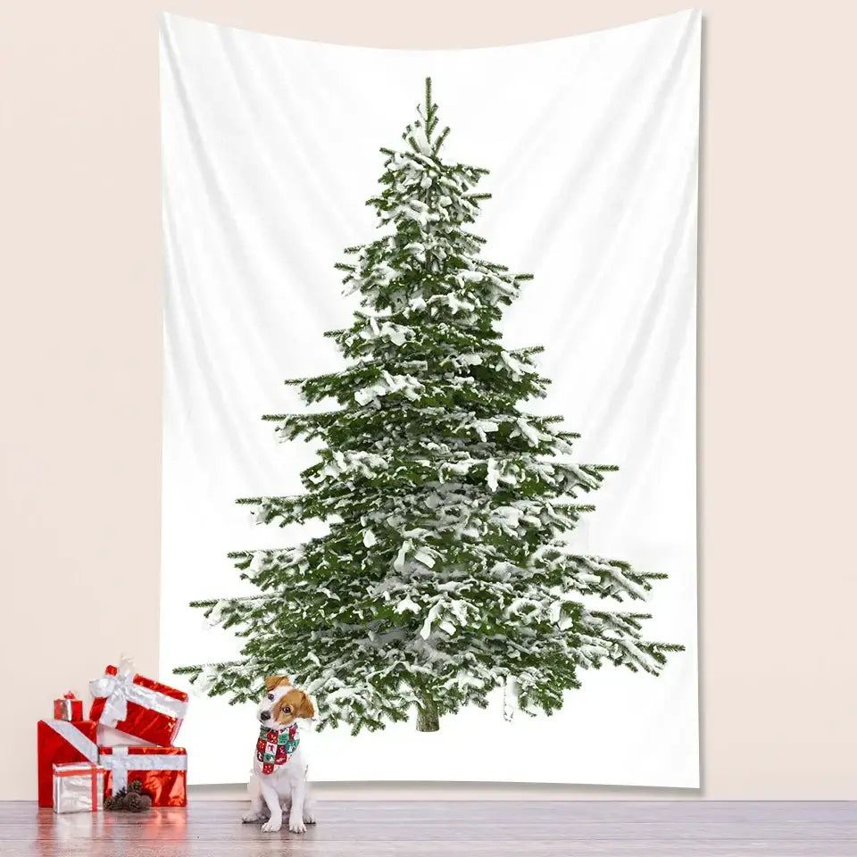 DecorBites christmas tree large bohemian tapestry with snow-dusted evergreen design for tree bedroom decoration
