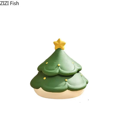 Green christmas tree ceramic ashtray with yellow star topper and gold dot ornaments by decorbites christmas tree collection