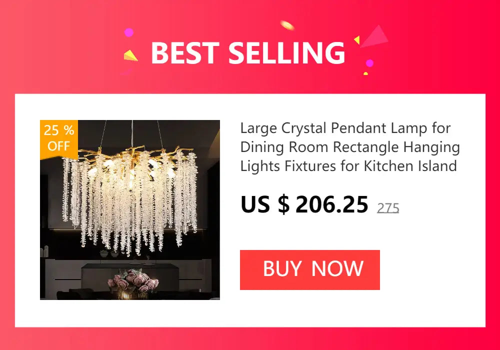 Decorbites™ chrome rectangular crystal chandelier light fixture with a sparkling white crystal pendant and gold frame for modern spaces