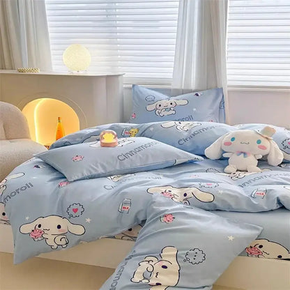 Light blue cinnamoroll duvet cover bedding set with soft plush fabric and cute home decor cartoon prints