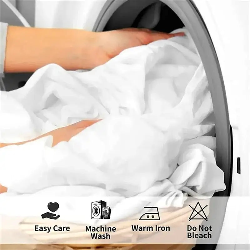 White soft-textured duvet cover from decorbites™ cinnamoroll cartoon bedding set being loaded into washing machine for cute home decor