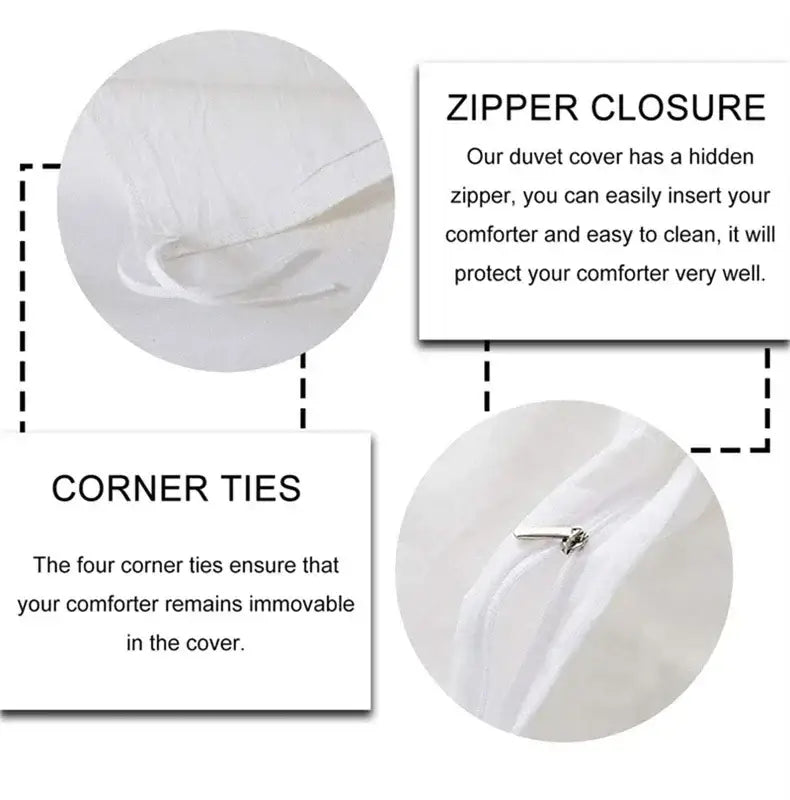 White cotton duvet cover with zipper closure and corner ties from DecorBites™ Cinnamoroll cute home decor bedding set