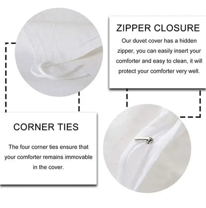 White cotton duvet cover with zipper closure and corner ties from DecorBites™ Cinnamoroll cute home decor bedding set