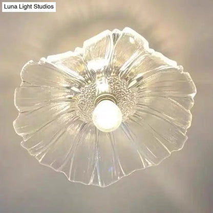 Decorbites classic glass ceiling light fixture with petal design and brass lamp holder for corridors