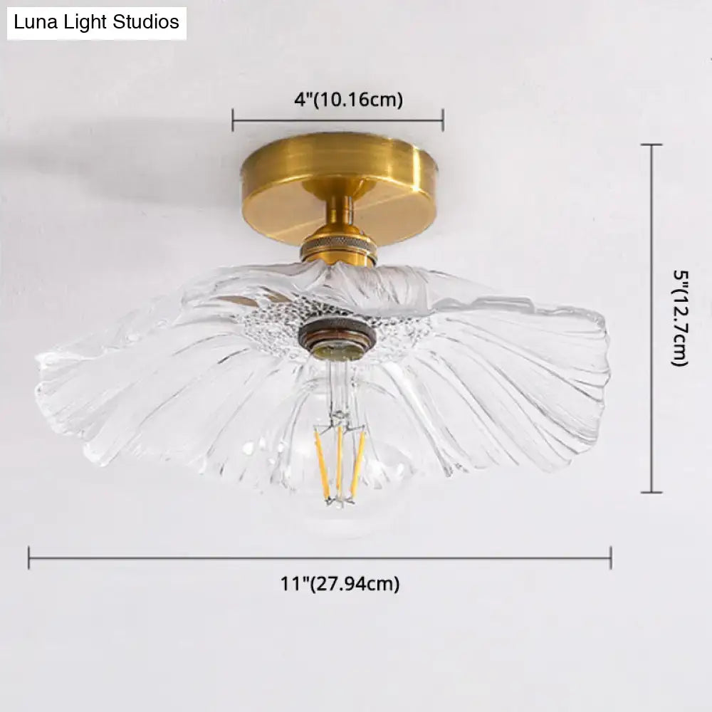 DecorBites classic glass ceiling light fixture with brass lamp holder and exposed filament bulb for corridors