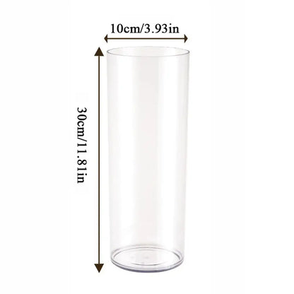 DecorBites clear acrylic hurricane flower vase large size clear cylindrical glass vase 30cm tall 10cm wide