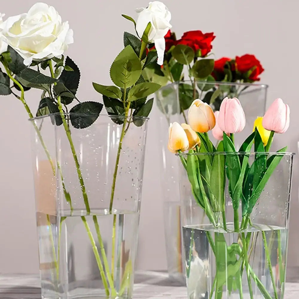 Decorbites clear acrylic hurricane flower vase large size holding artificial flowers in clear glass vases