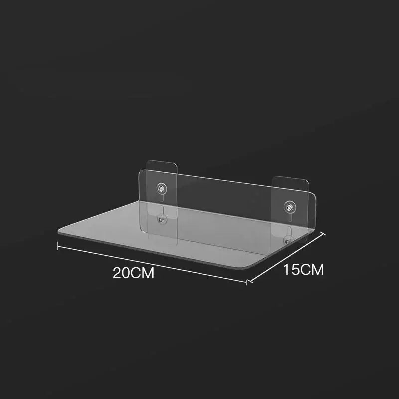 DecorBites clear acrylic wall mounted shelf organizer 20x15cm with two adhesive tabs for mounted acrylic storage