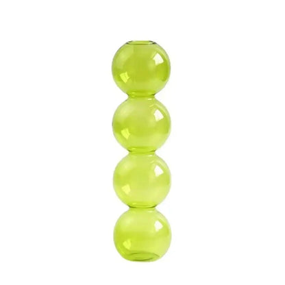 DecorBites™ clear glass bubble vase in translucent lime green with four stacked spheres for elegant home decor