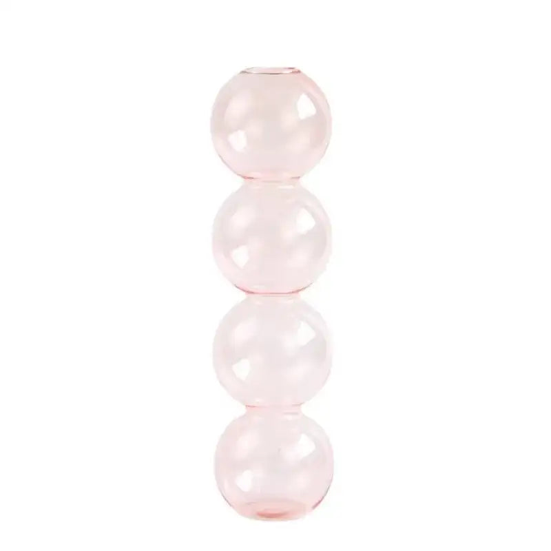 DecorBites™ translucent pink glass bubble vase with four stacked spheres for elegant home decor