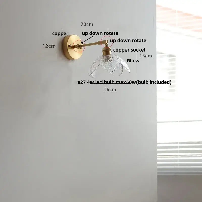 A delicate brass wall sconce with a textured clear glass shade from decorbites clear glass led collection for dining rooms