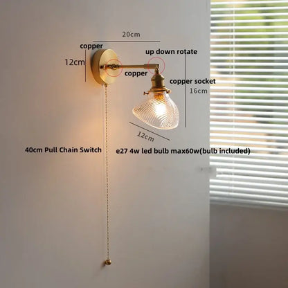 Copper decorbites clear glass led wall sconce with textured shade and up-down rotating arm for dining room lighting