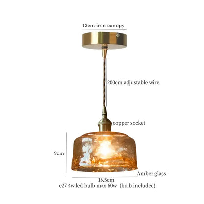 A warm amber glass pendant light with brass iron canopy and copper socket from decorbites clear glass led pair for bedroom