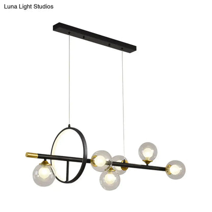 Modern black and brass molecular island chandelier with clear glass bulbs and metal ring deco for 220v-240v and 110v-120v use