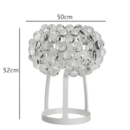 A modern 50cm clear gold acrylic table lamp with spherical glass bead cluster on white metal base by decorbites clear gold pendant lights