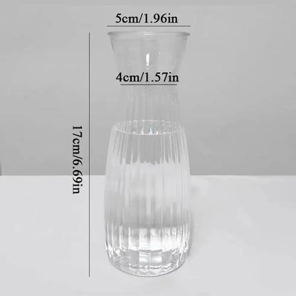 Decorbites clear nordic plastic vase with vertical ribbed texture and narrow neck for hydroponic flowers