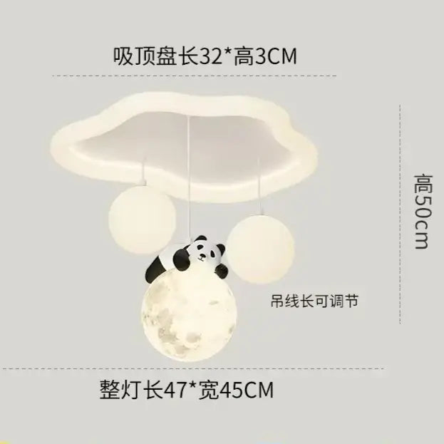 Decorbites cloud bubble ball panda moon ceiling light with cloud-shaped fixture and three spherical bulbs for bedroom