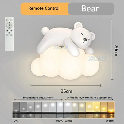 White plastic decorbites cloud bunny lamp with remote control for adjustable warm white to amber bedroom light