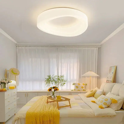 Modern white circular decorbites cloud cookie led chandelier with soft glowing illumination for bedroom lighting