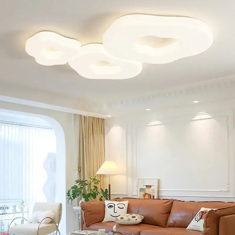 White cloud-shaped decorbites cloud cookie led chandelier with soft diffused glow for bedroom lighting