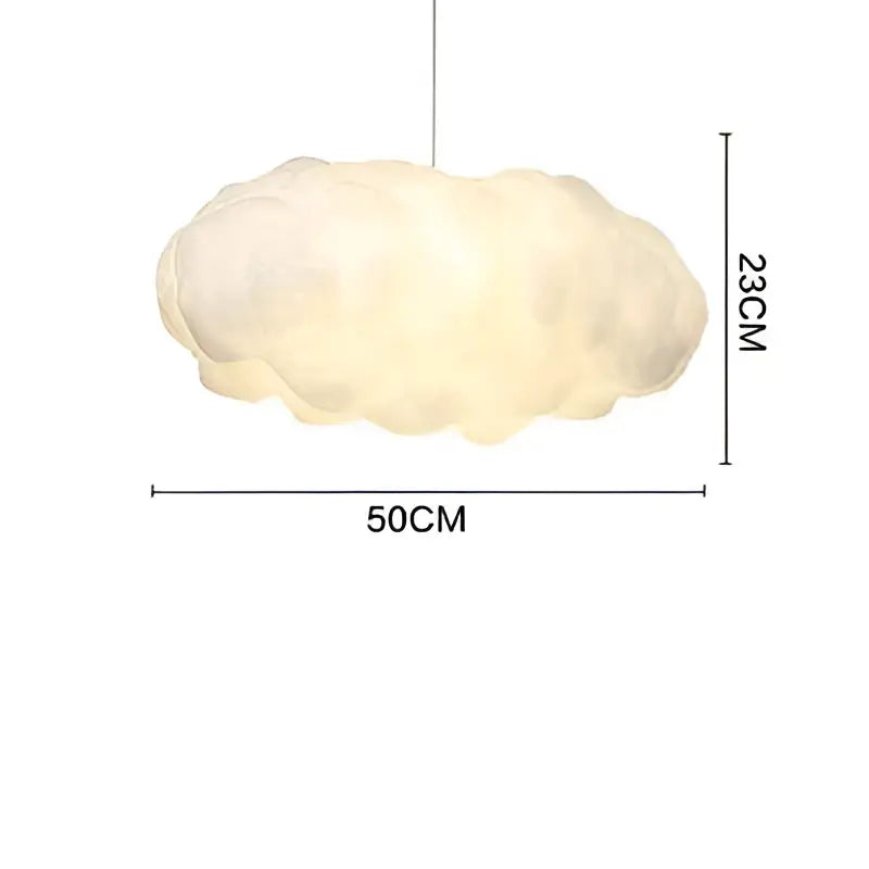 Decorbites cloud cotton pendant light is a soft off-white cloud shaped fabric pendant light 50cm wide for living room