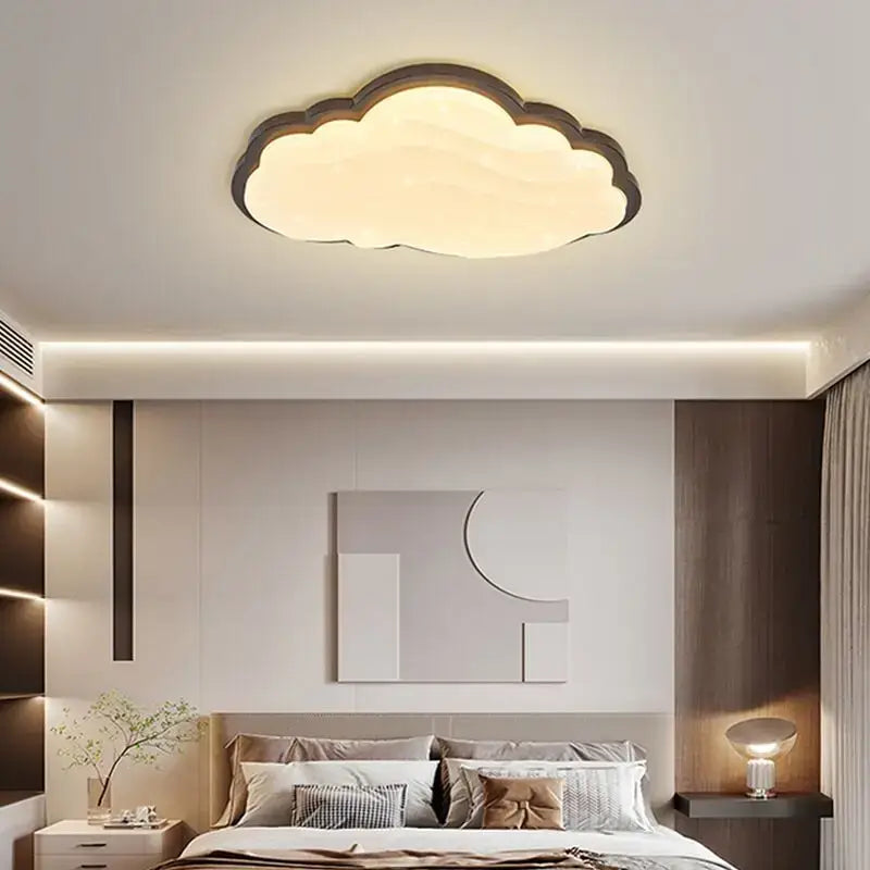 Warm white led decorbites cloud lamp ceiling light with dark brown trim for bedroom decor