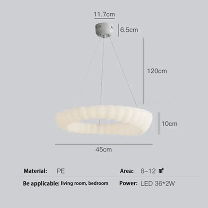 A modern off-white decorbites cloud led chandelier with textured pe material and frosted white glass for bedrooms