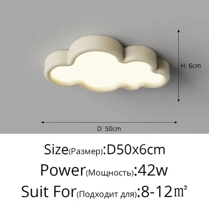 Off-white cloud led chandelier with smooth matte finish and soft glow by decorbites for child room lighting