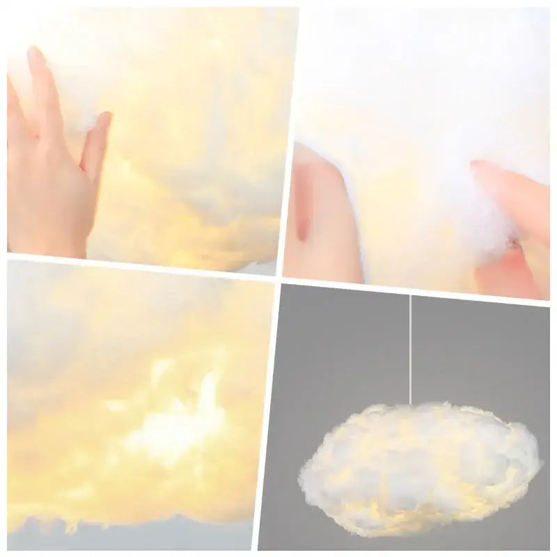 Decorbites cloud led white and pale yellow cloud led pendant with soft fluffy shape and warm glow for bedroom lighting