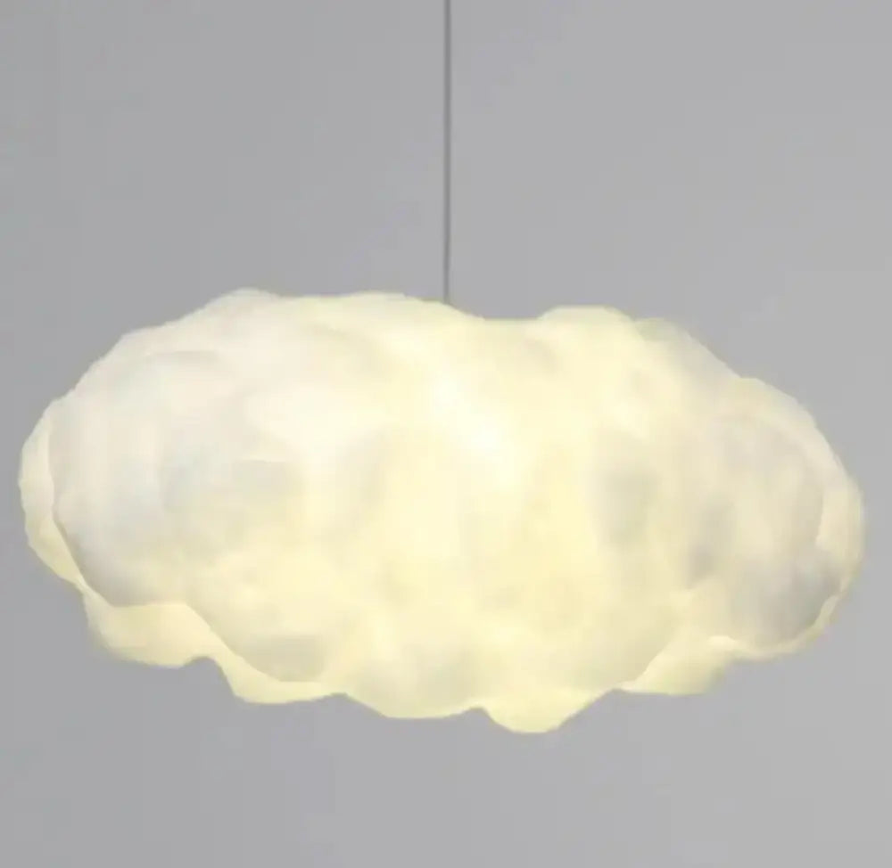 A soft glowing white decorbites cloud led pendant light with textured fluffy design for bedroom use