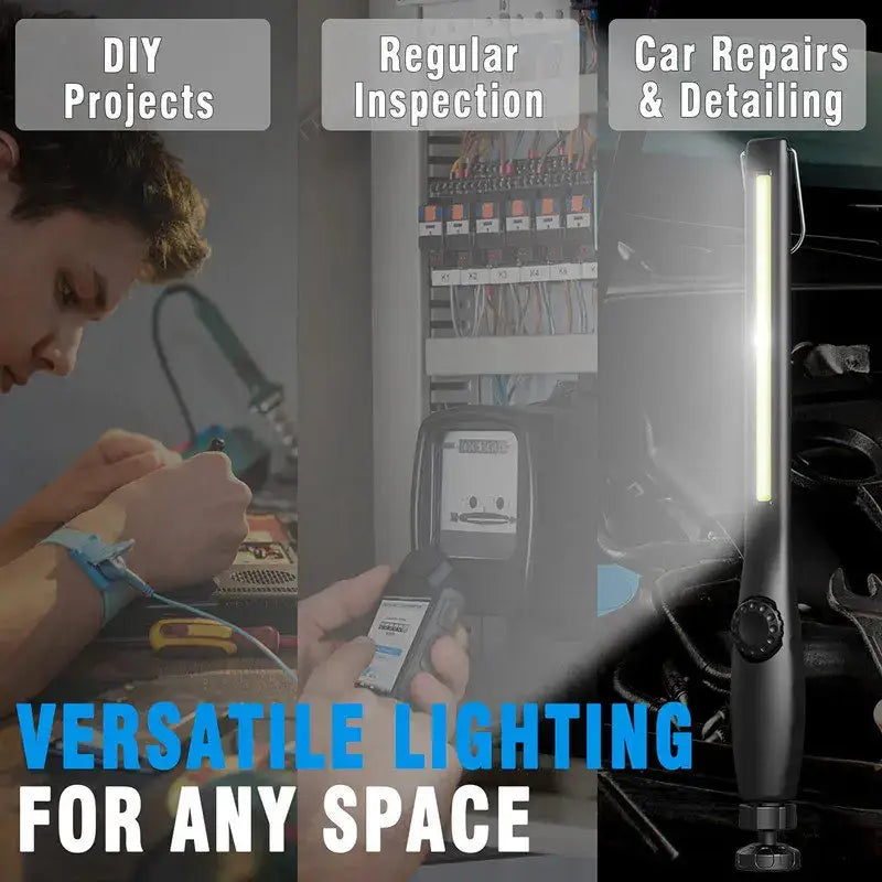 Black decorbites cob led clip on work light with adjustable brightness and sturdy base for garage inspection and repairs