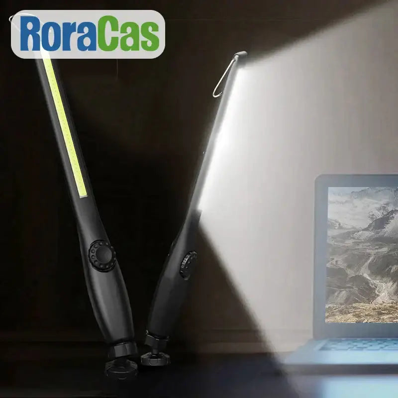 Black decorbites cob led work light with adjustable brightness and clip-on design for garage inspection use