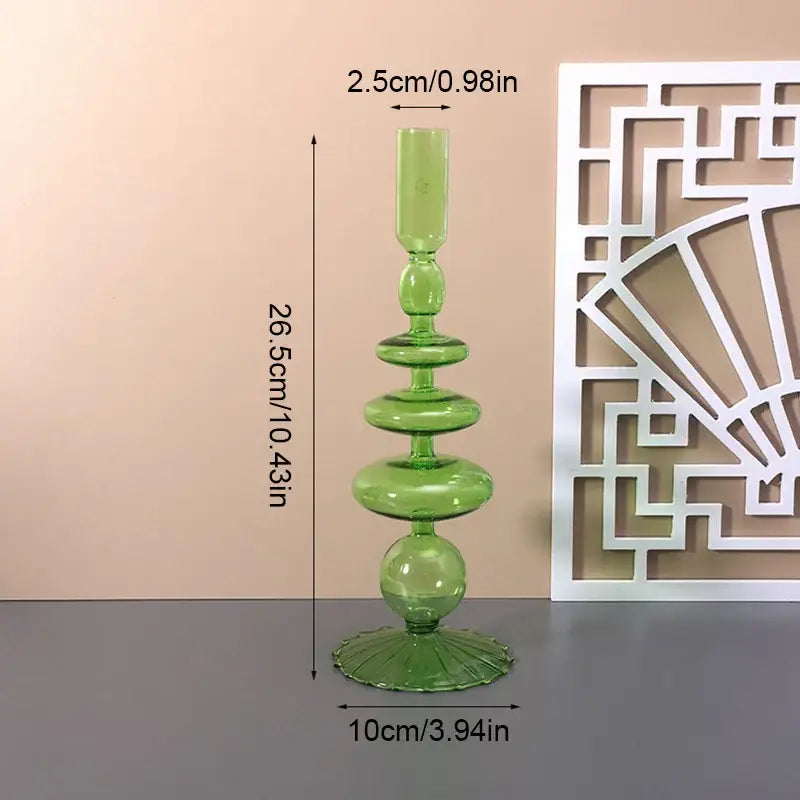 DecorBites™ colored glass vase in translucent green with tiered design for stylish home decor and elegant glass vase display
