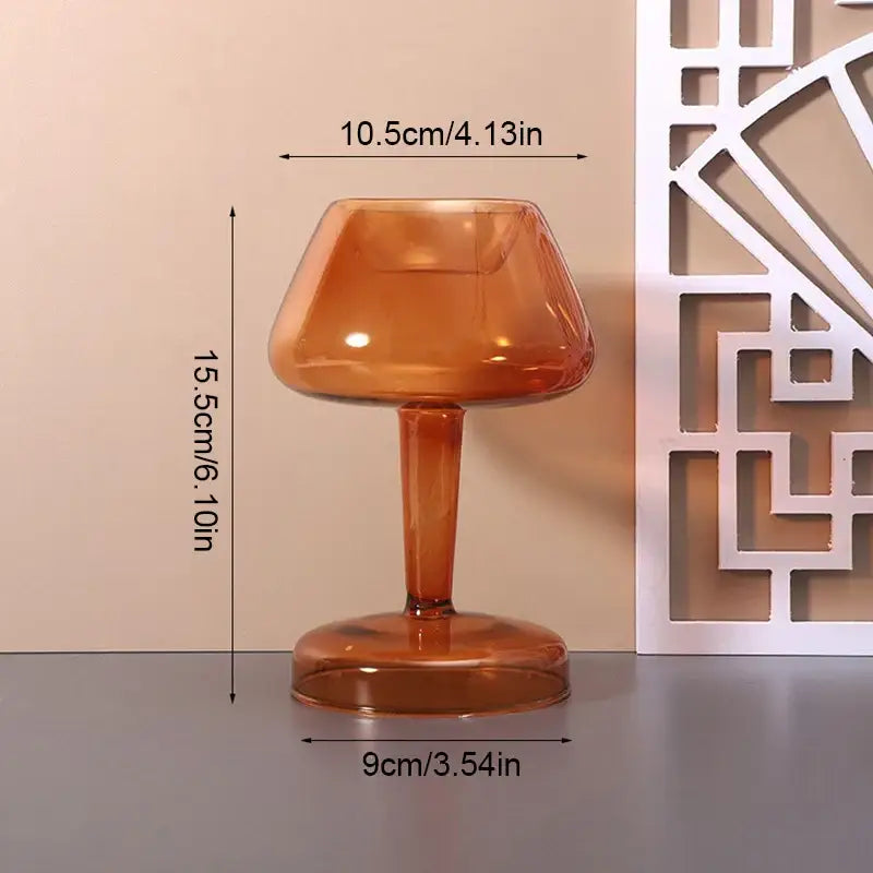 DecorBites amber translucent glass vase with flared rounded top and slender stem for stylish home decor