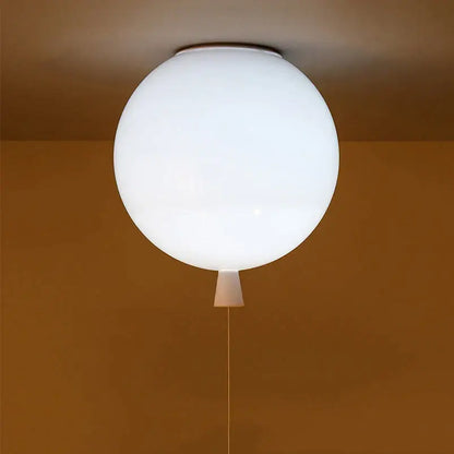 A sleek frosted white spherical ceiling light with a minimalist stem base from decorbites colorful balloon collection