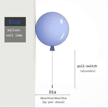 Blue decorbites colorful balloon led wall lamp with pull-switch and adjustable diameter for bedroom use