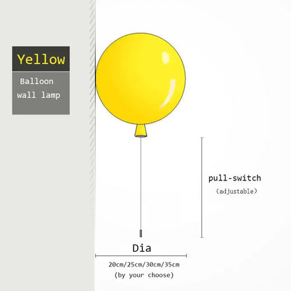 A bright yellow decorbites colorful balloon memory led wall lamp with pull-switch and adjustable diameter for bedroom