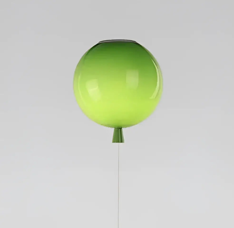A glossy lime green spherical decorbites colorful balloon memory led wall lamp with conical base for bedroom