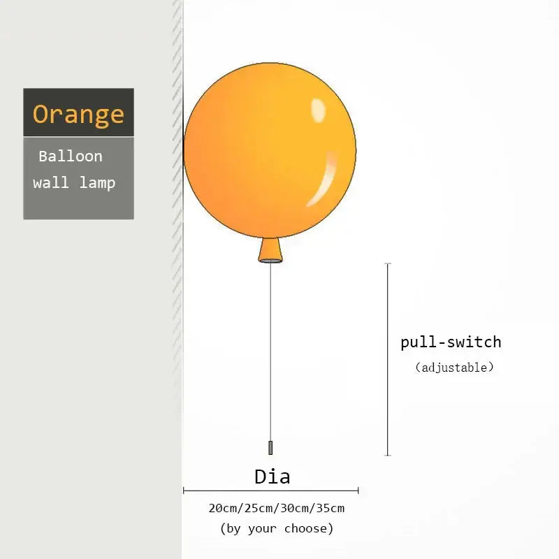 Orange decorbites colorful balloon memory wall lamp with pull-switch and adjustable diameter for bedroom lighting