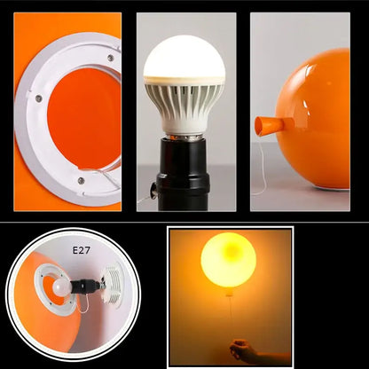Decorbites colorful balloon memory led wall lamp with orange spherical led light fixture and white e27 base with black adapter