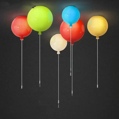 Set of five decorbites colorful balloon memory led wall lamps in red green blue yellow and cream for bedroom decor