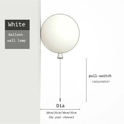 White decorbites colorful balloon wall lamp with pull-switch and adjustable diameter for bedroom use
